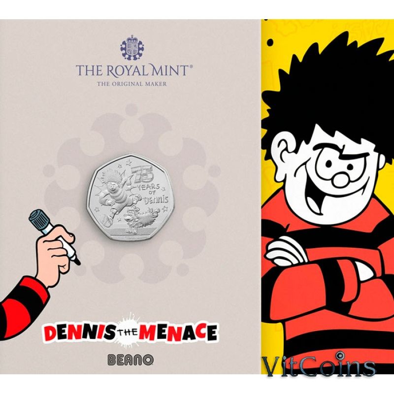 Монета Великобритания 50 пенсов 2026 год. Деннис-непоседа. Буклет