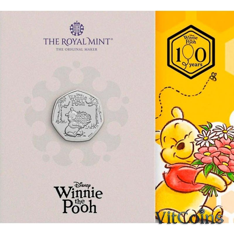 Монета Великобритания 50 пенсов 2026 год. Винни-Пух. Доброта