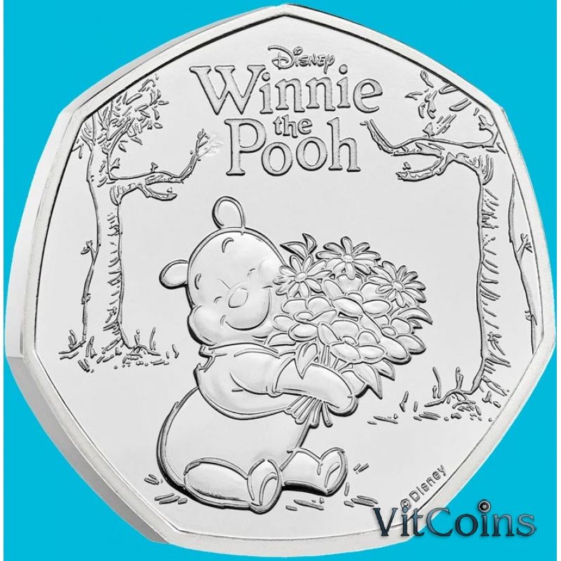 Монета Великобритания 50 пенсов 2026 год. Винни-Пух. Доброта