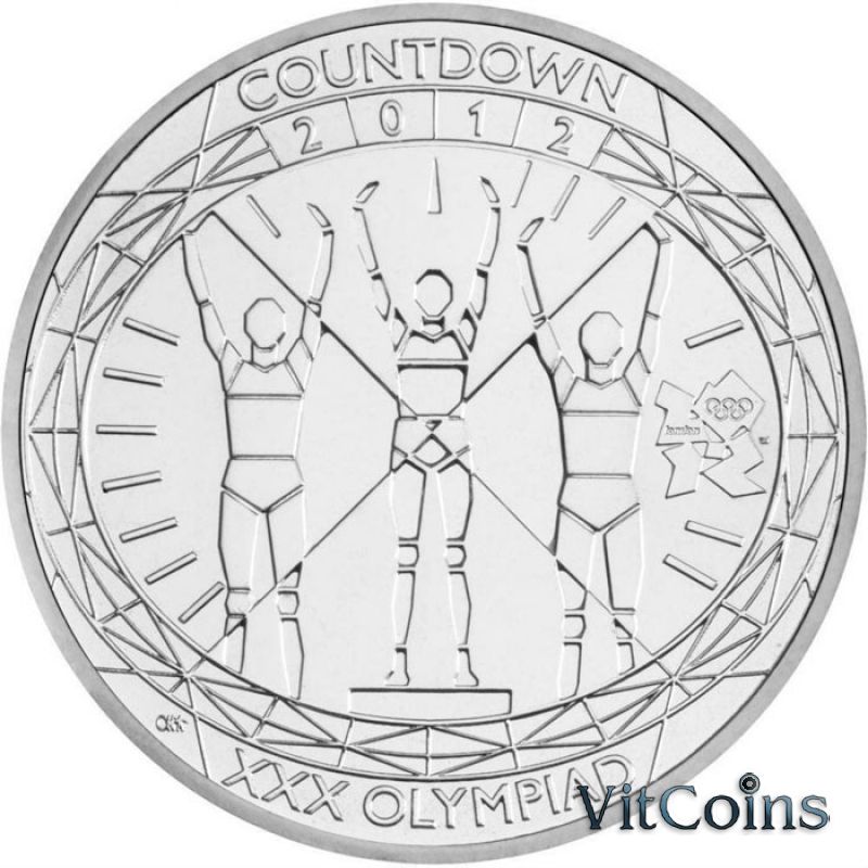 Монета Великобритания 5 фунтов 2012 год. Олимпиада. Пьедестал. Буклет