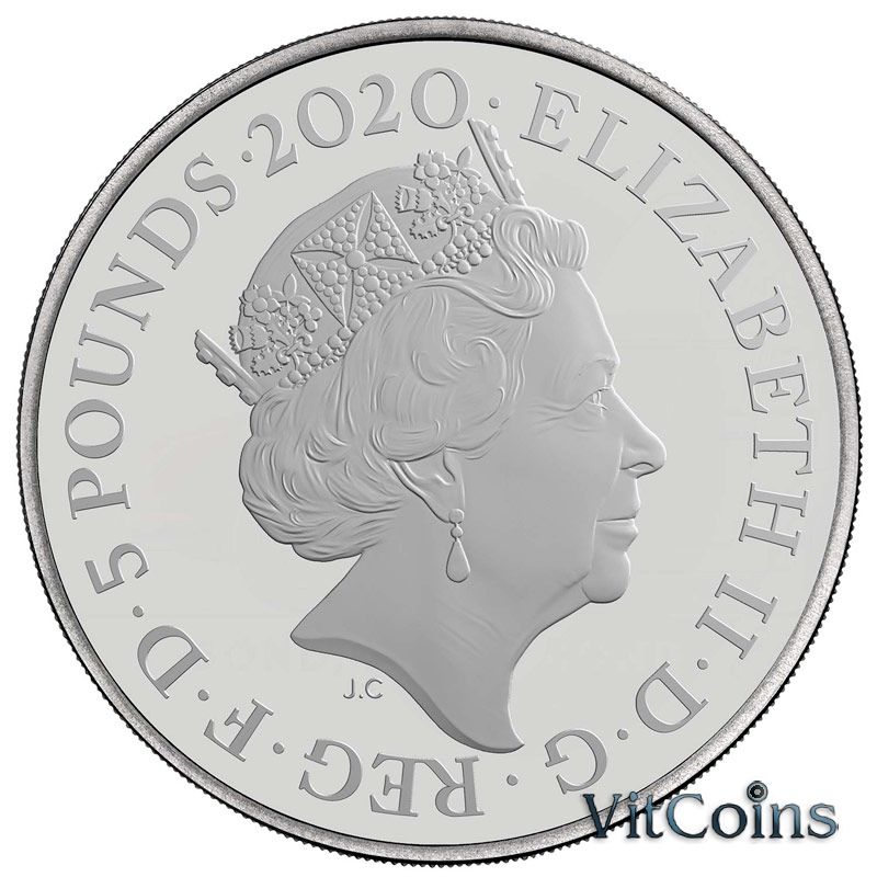 Монета Великобритания 5 фунтов 2020 год. Джеймс Бонд,  Буклет №1