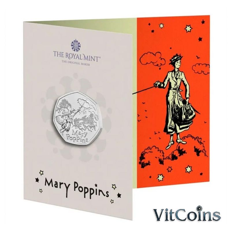 Монета Великобритания 50 пенсов 2025 год. Мэри Поппинс