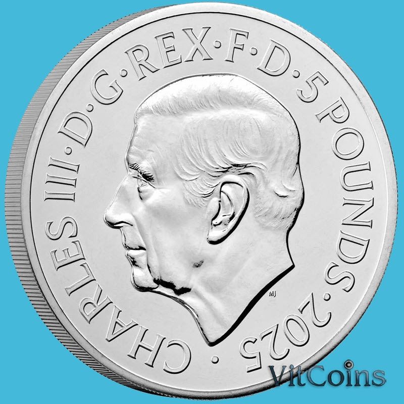 Монета Великобритания 5 фунтов 2025 год. Год змеи. Буклет Монета Великобритания 5 фунтов 2025 год. Год змеи. Буклет