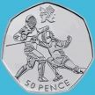 Монета Великобритании 50 пенсов 2011 год. Олимпиада.Фехтование. Блистер