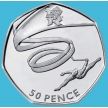 Монета Великобритании 50 пенсов 2011 год. Гимнастика. Велоспорт. Блистер