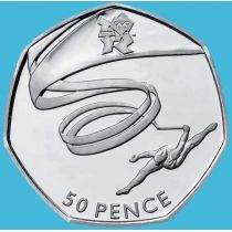 Великобритания 50 пенсов 2011 год. Олимпиада. Гимнастика. Блистер