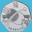 Монета Великобритании 50 пенсов 2011 год. Олимпиада. Настольный теннис. Блистер