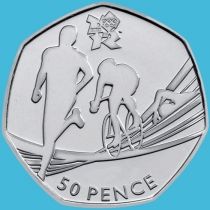 Великобритания 50 пенсов 2011 год. Олимпиада. Триатлон. Блистер