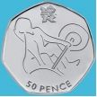Монета Великобритании 50 пенсов 2011 год. Олимпиада. Тяжёлая атлетика. Блистер