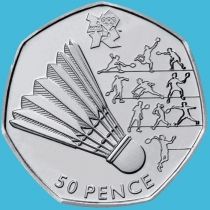 Великобритания 50 пенсов 2011 год. Олимпиада. Бадминтон. Блистер