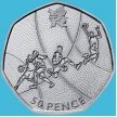 Монета Великобритании 50 пенсов 2011 год. Олимпиада. Баскетбол. Блистер