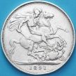 Монета Великобритания  1 крона 1891 год. Георгий Победоносец. Серебро.