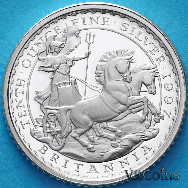 Монета Великобритания 20 пенсов 1997 год. Британия. Proof