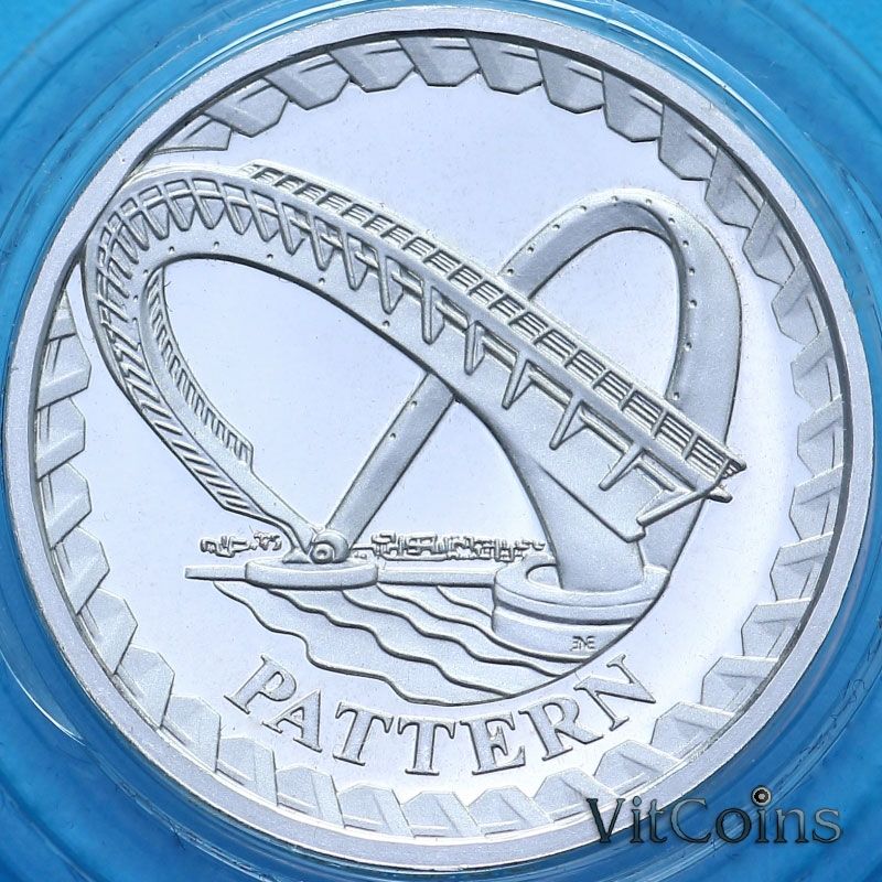 Монета Великобритания 1 фунт 2003 год. Пешеходный мост Миллениум. Пруф. Паттерн