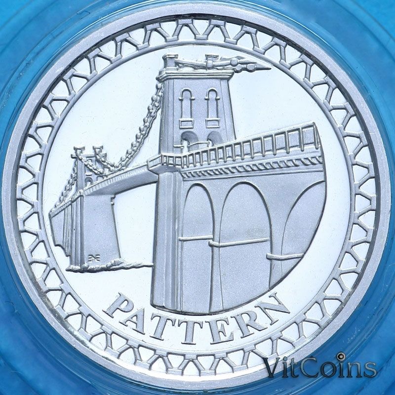 Монета Великобритания 1 фунт 2003 год. Висячий мост через Менай. Пруф. Паттерн Монета Великобритания 1 фунт 2003 год. Висячий мост через Менай. Пруф. Паттерн