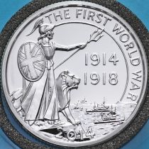 Великобритания 20 фунтов 2014 год. Первая Мировая война. Серебро.