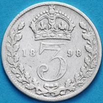 Великобритания 3 пенса 1898 год. Серебро. №1