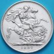 Монета Великобритании  1 крона 1887 год. Георгий Победоносец. Серебро.
