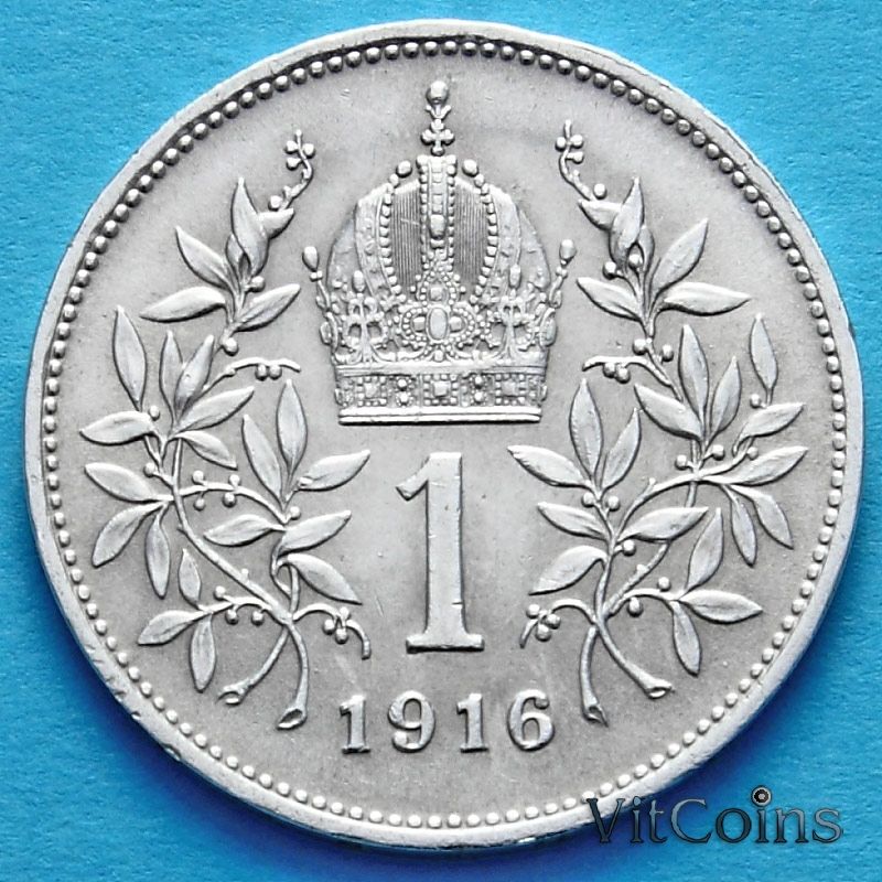 Монета Австрии 1 крона 1916 год. Серебро.