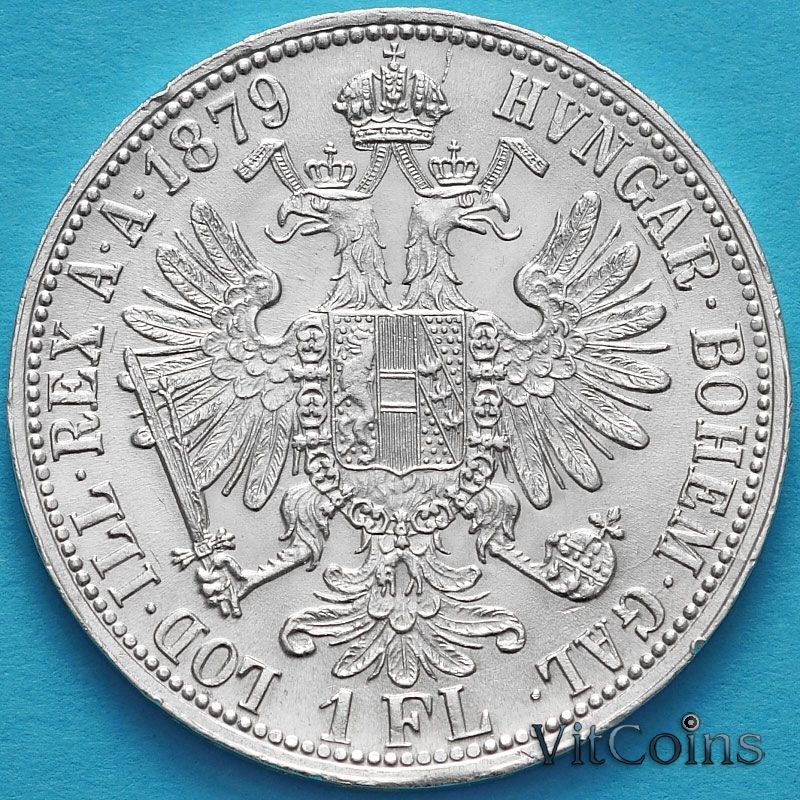 Монета Австрии 1 флорин 1879 год. Серебро