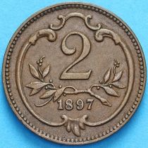 Австрия 2 геллера 1897 год. XF
