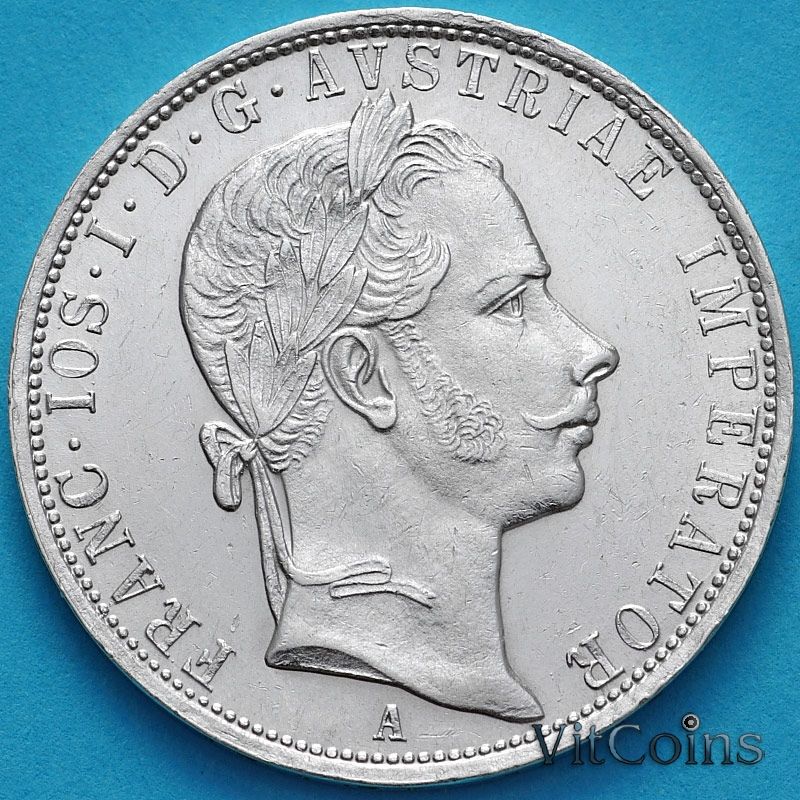 Монета Австрия 1 флорин 1858 год. Вена. Серебро