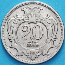 Австрия 20 геллеров 1908 год.