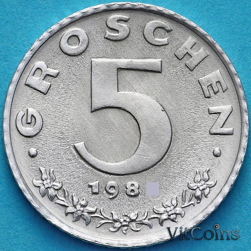 Монета Австрия 5 грошей 1982 год. UNC
