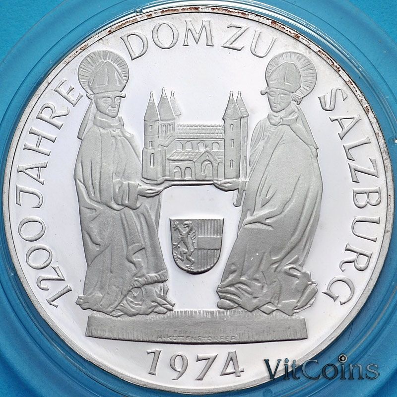 Монета Австрии 50 шиллингов 1974 год. Зальцбургский собор. Пруф