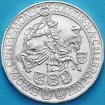 Австрия 100 шиллингов 1977 год. 500 лет монетному двору Халль-ин-Тироль. Серебро