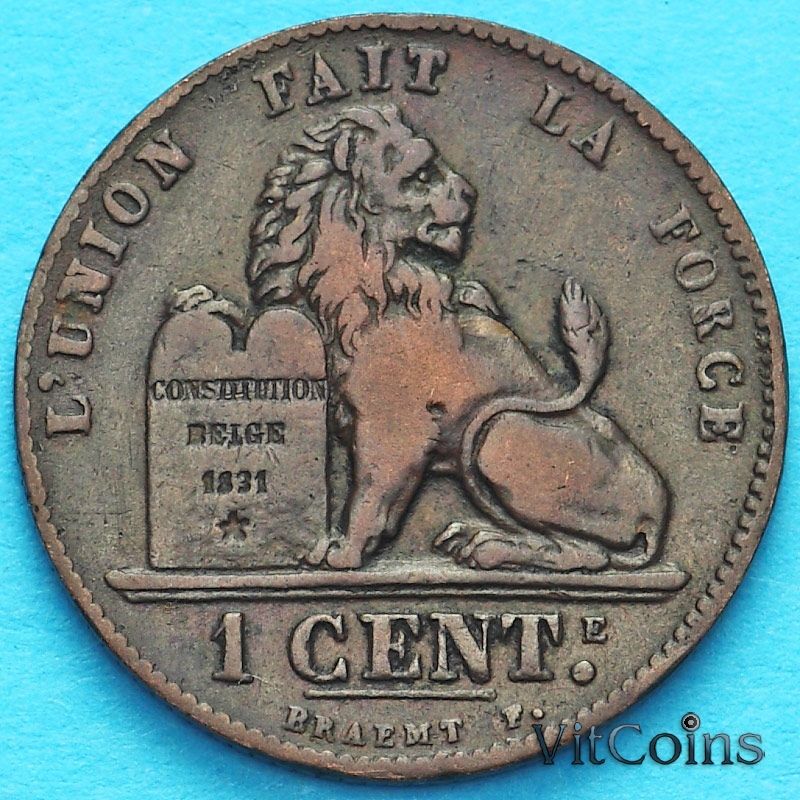 Монета Бельгии 1 сантим 1899 год. Французский вариант.