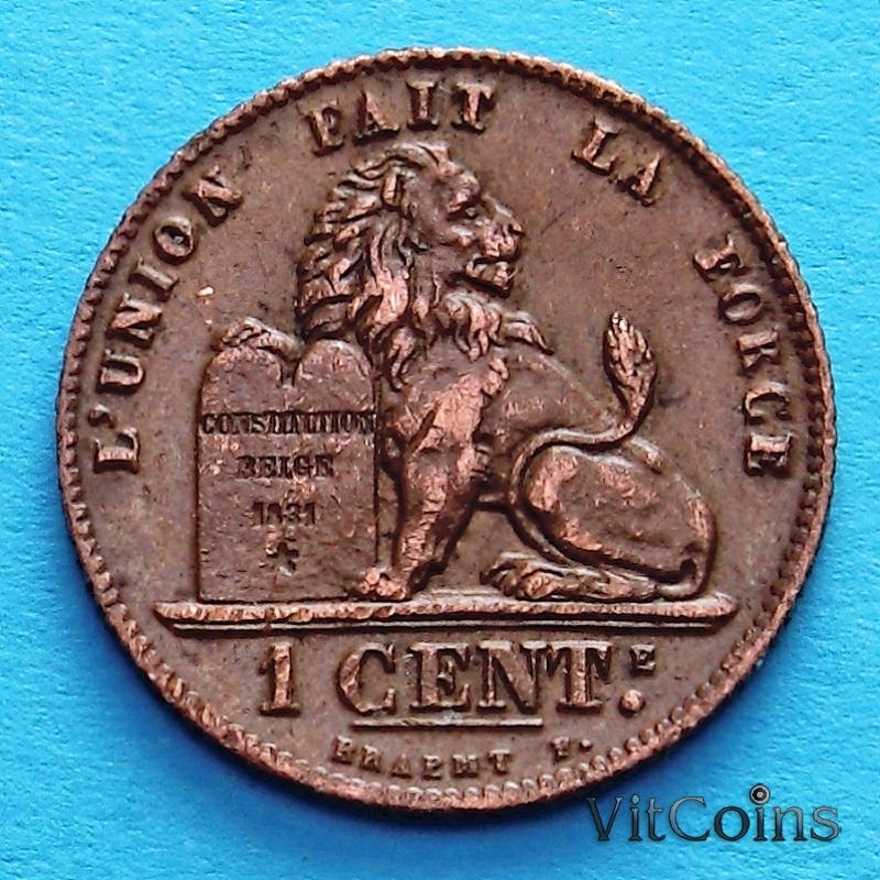 Монета Бельгии 1 сантим 1912 год. Французский вариант.