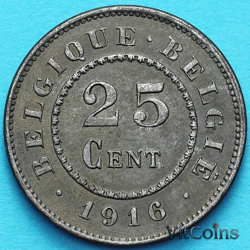 Монета Бельгия 25 сантим 1916 год.
