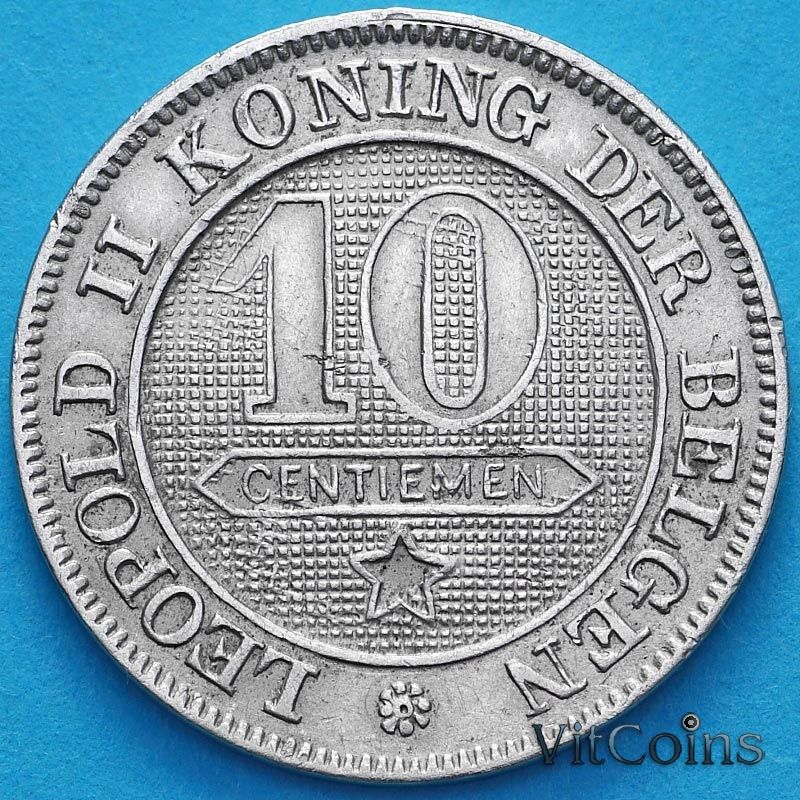 Монета Бельгия 10 сантим 1895 год. Фламандский вариант