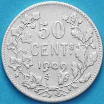 Бельгия 50 сантим 1909. Французский вариант. Серебро.
