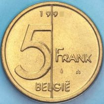Бельгия 5 франков 1998 год. Фламандский вариант. BU
