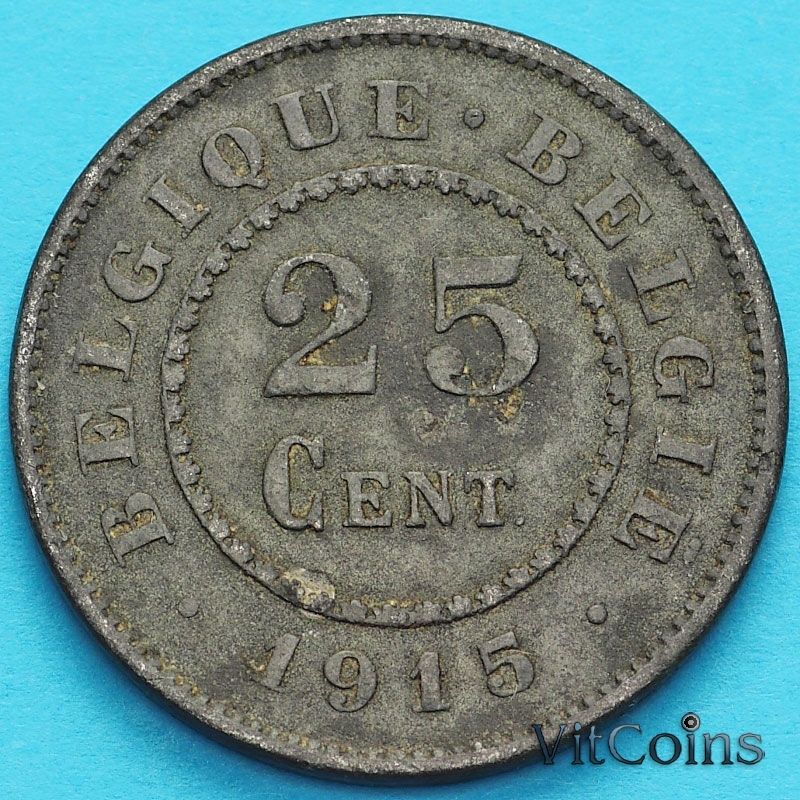 Монета Бельгия 25 сантим 1915 год. VF.