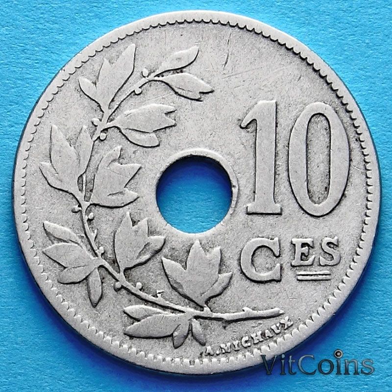 Монета Бельгии 10 сантим 1902 год. Французский вариант