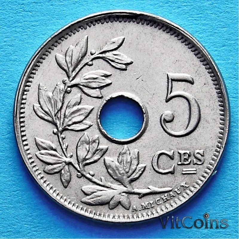 Монета Бельгии 5 сантим 1910 год. Французский вариант
