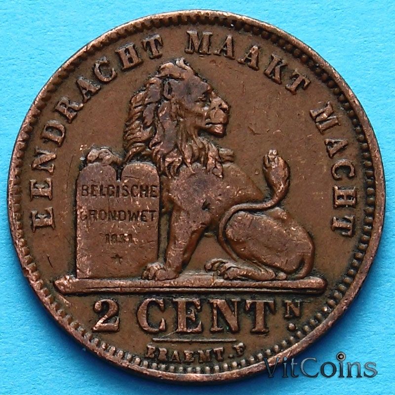 Монета Бельгии 2 сантима 1905 год. Фламандский вариант