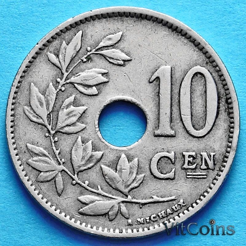 Монета Бельгии 10 сантим 1920 год. Фламандский вариант.