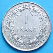 Бельгия 1 франк 1912 год. Французский вариант. Серебро