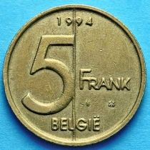 Бельгия 5 франков 1994 год. Фламандский вариант