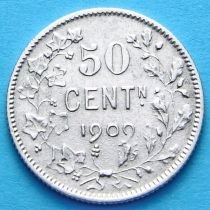 Бельгия 50 сантим 1909. Фламандский вариант. Серебро.