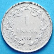 Бельгия 1 франк 1912 год. Фламандский вариант. Серебро