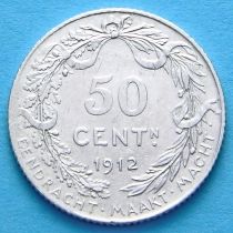 Бельгия 50 сантим 1910, 1912. Фламандский вариант. Серебро.