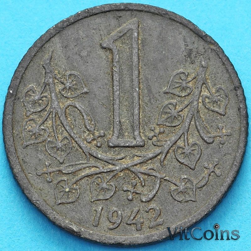Монета Богемия и Моравия 1 крона 1942 год.