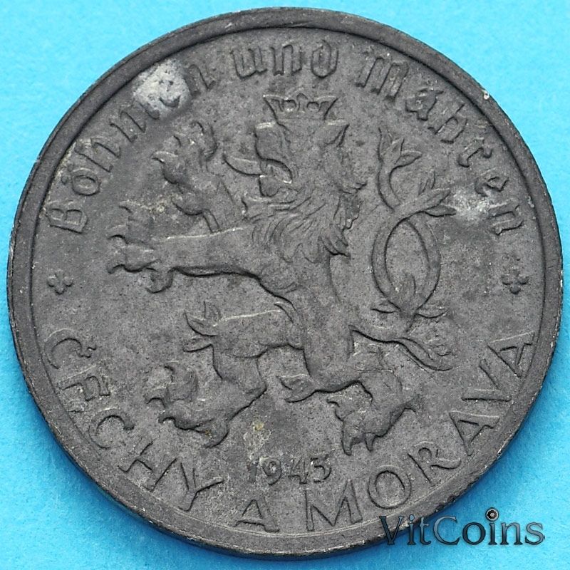 Монеты протектората Богемии и Моравии. Монета 3 Геллера. Монета Чехия  20 1944 год.