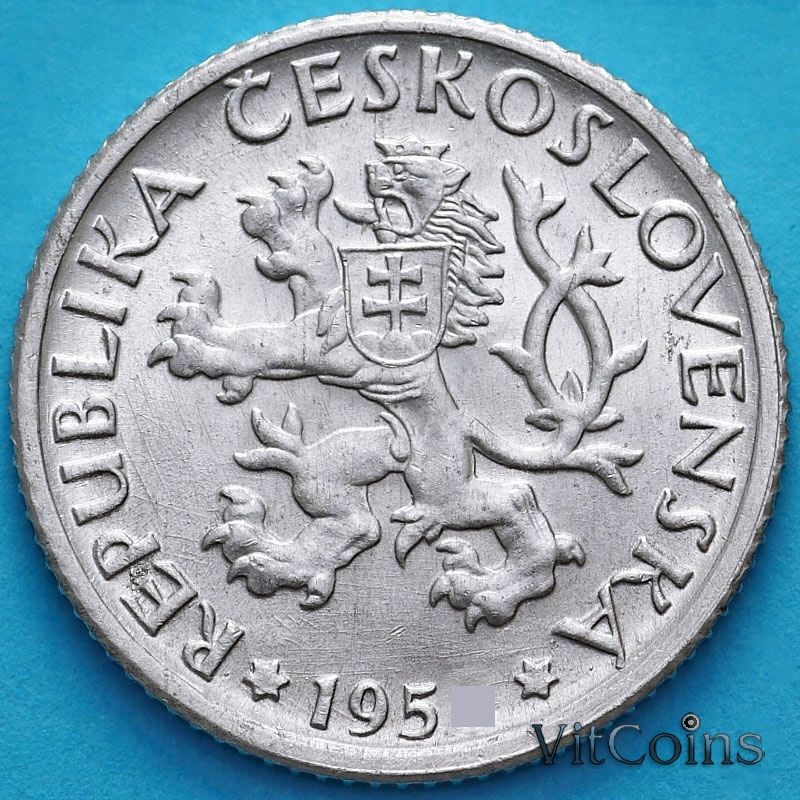 Монета Чехословакия 1 крона 1950 год.