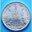 Монета Сан Марино 1000 лир 1980 г. Св. Бенедикт Нурсийский. Серебро